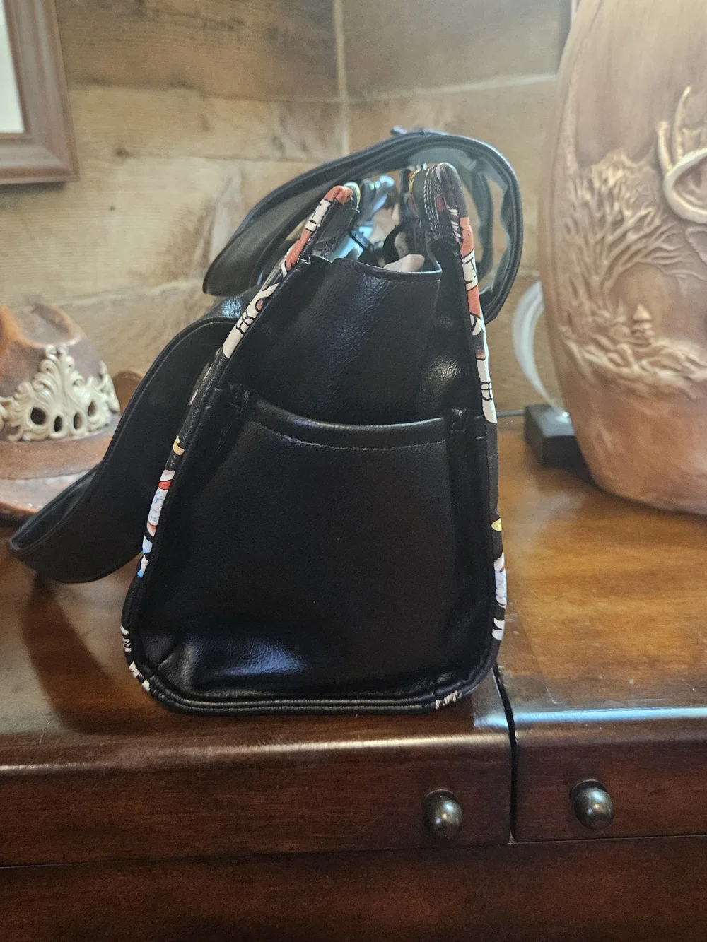 Ed Hardy Black 'Love Hearts' Tattoo Print Satchel